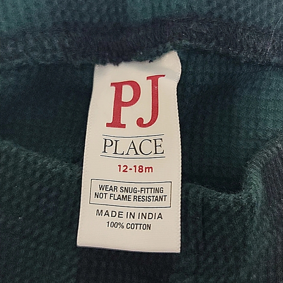 The Children's Place Green & Black Plaid Christmas Cotton Pjs size 12-18 mos - Picture 9 of 10